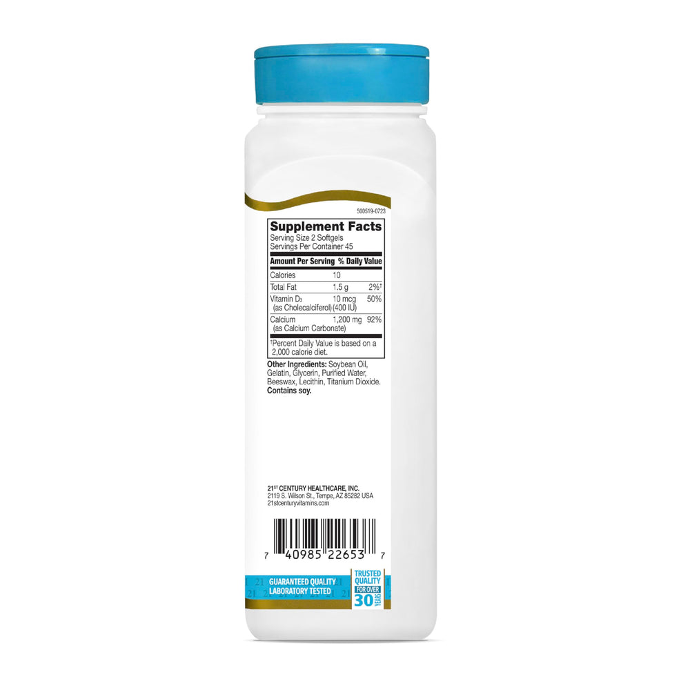 21st Century Calcium Plus D3 bottle and glass scene for daily use