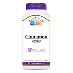21st Century Cinnamon 1000 mg capsules bottle front for daily wellness