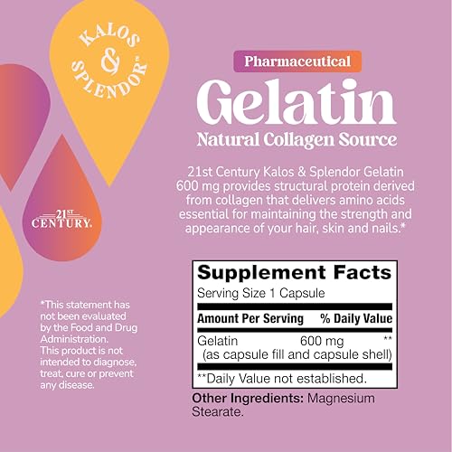 21st Century Gelatin bottle on a shelf beside other health items