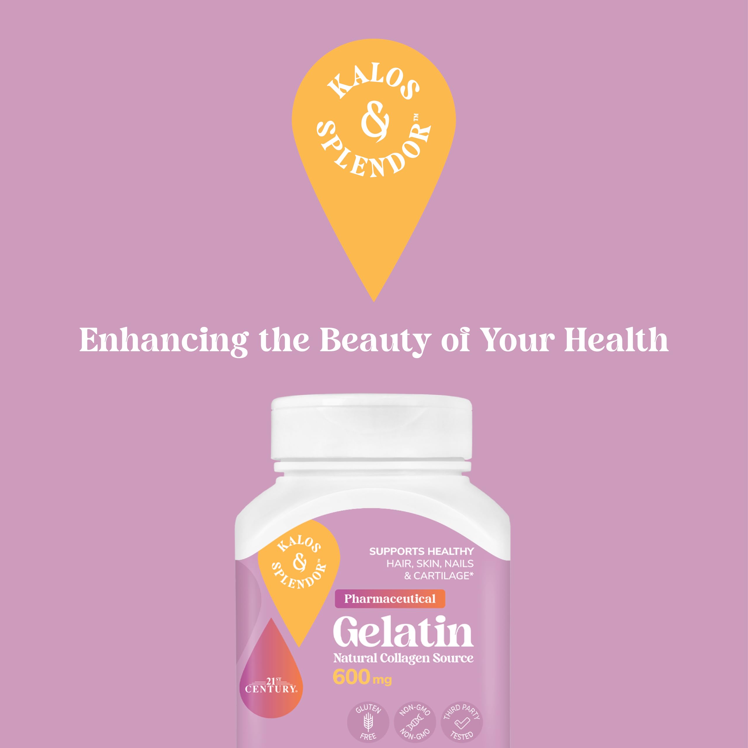 21st Century Gelatin label detail showing ingredients and quality