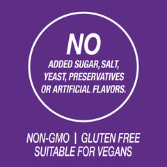 Nutrition label emphasizes gluten-free and non-GMO attributes of the product.