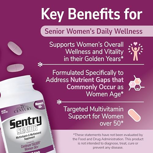 21st Century Sentry Senior Women 50+ tablets nutrition facts on the side for informed choices.