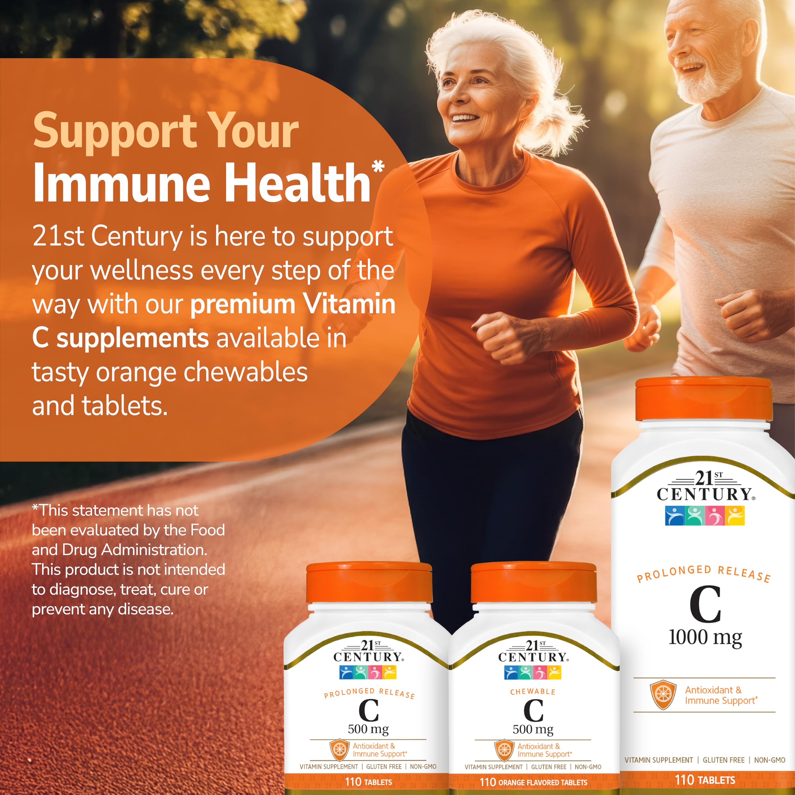 Chewables with a glass of water showing easy daily consumption by 21st Century