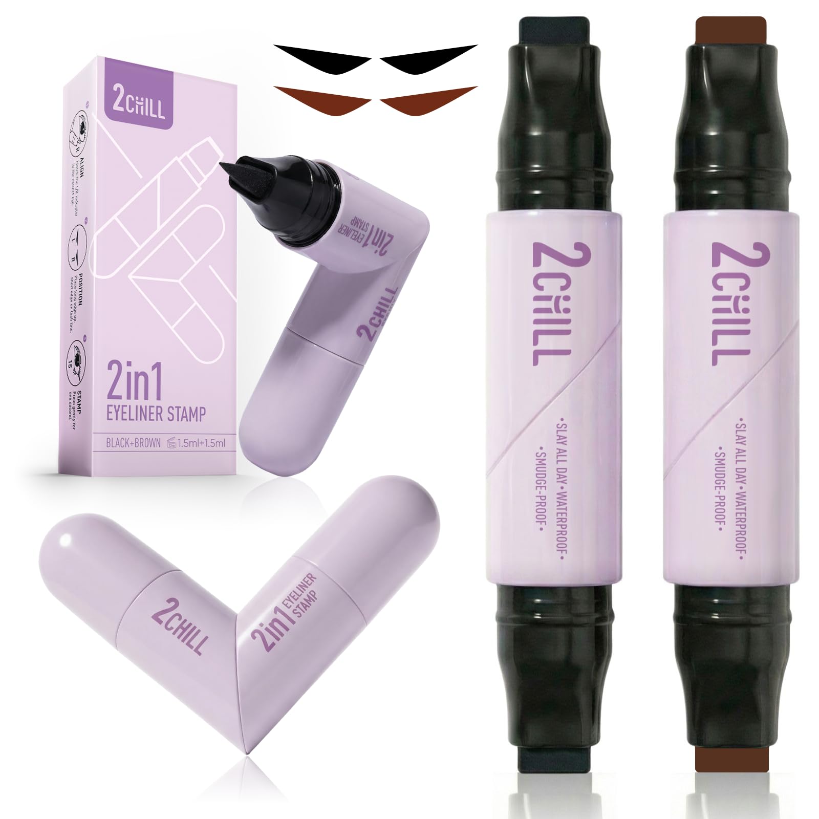 2CHILL 2-pack rotating eyeliner stamp for precise winged eyeliner