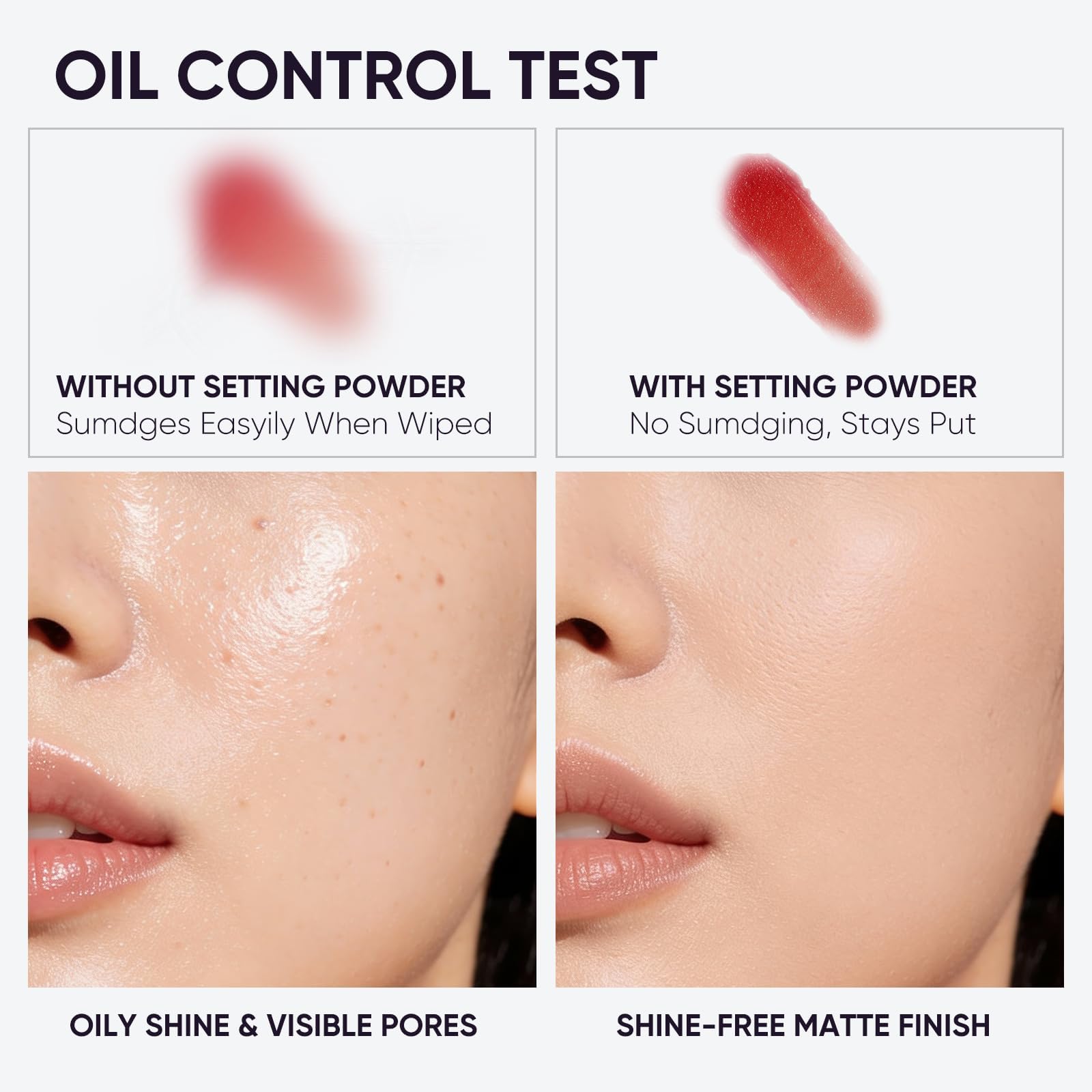 Oil-control formula helps reduce shine during workouts or hot days