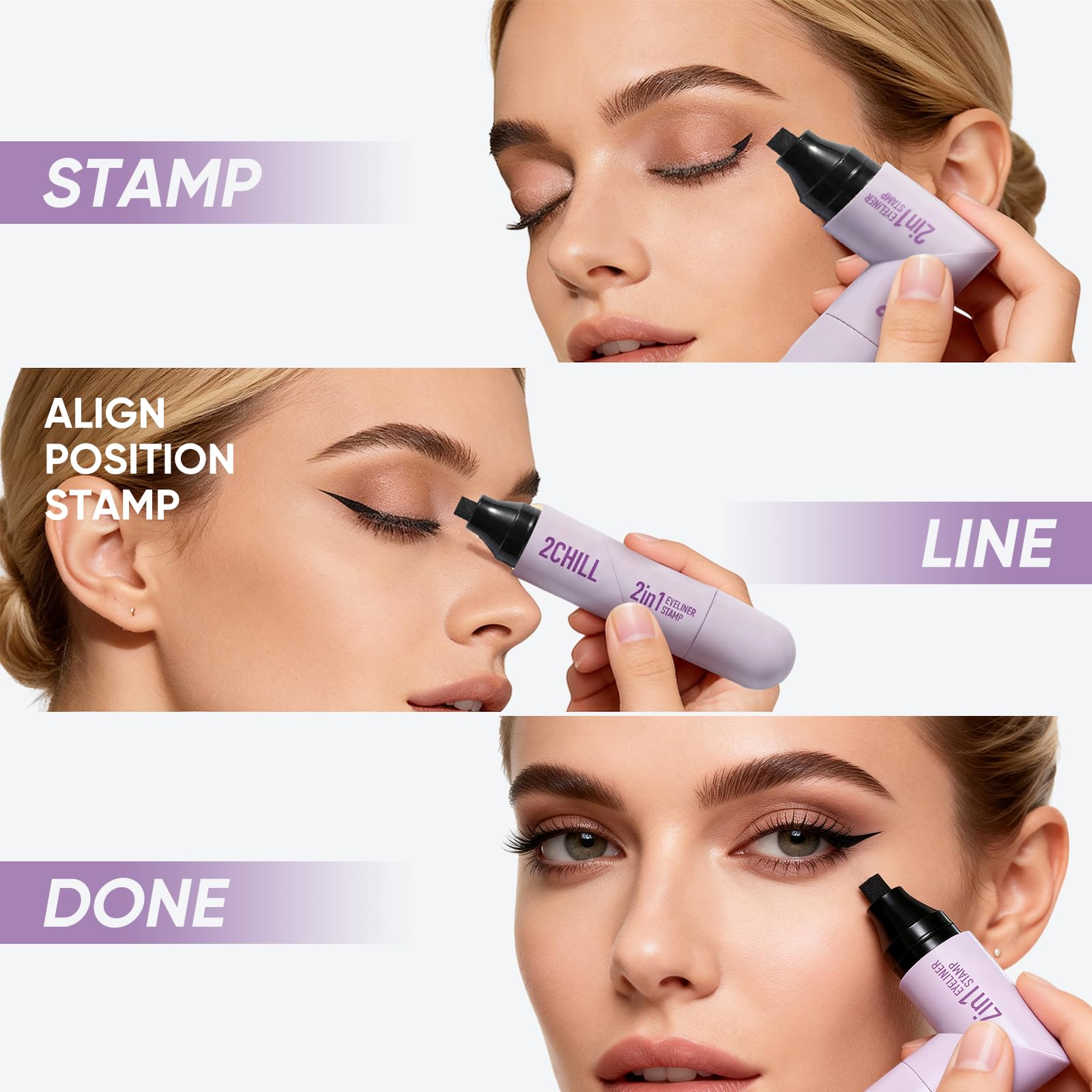 2CHILL ergonomic grip aids steady eyeliner application