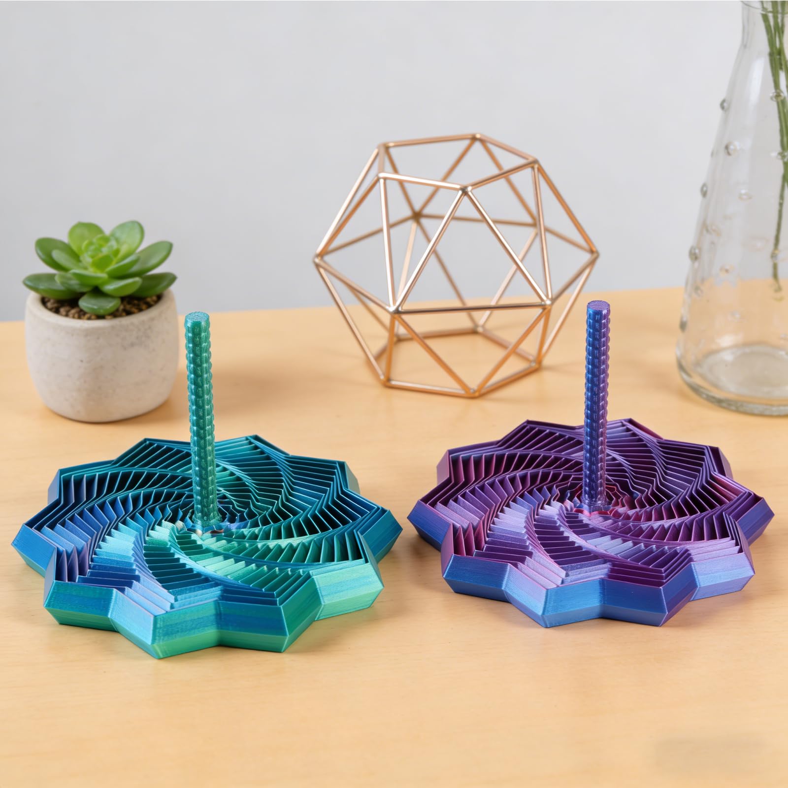 2Pcs Fractal hexagon design in bright colors for visual engagement during tasks