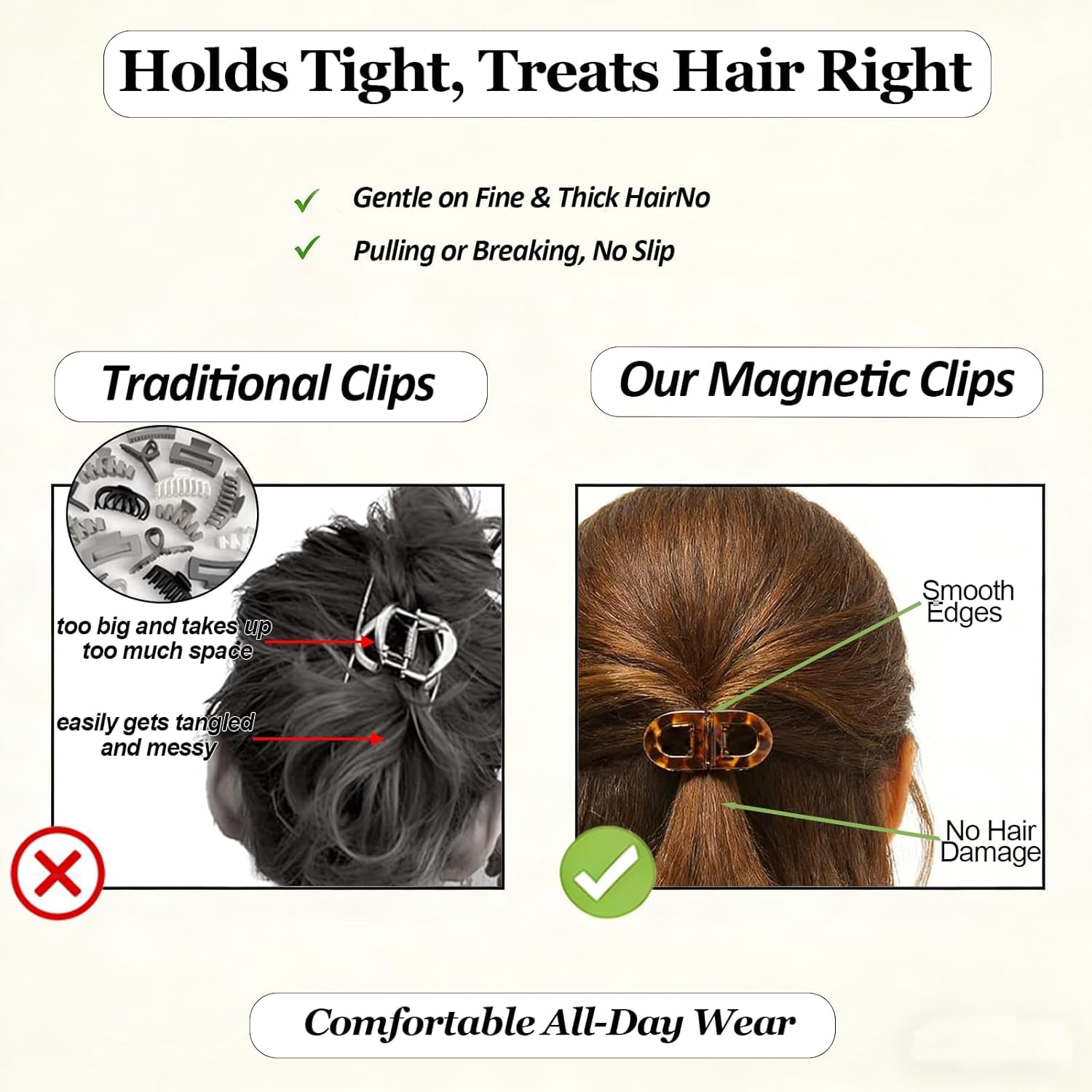 2PCS Magnetic Hair Clips lightweight travel ready accessory
