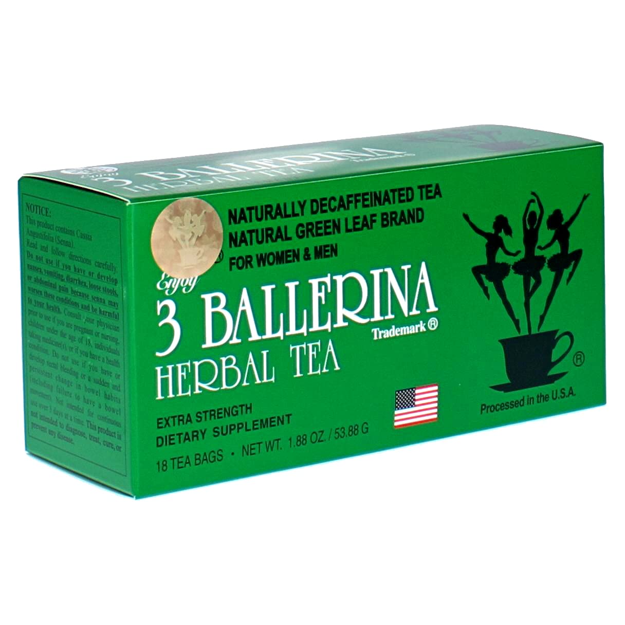 3 Ballerina Diet Tea Extra Strength cup steep shown for warm infusion and comfort.