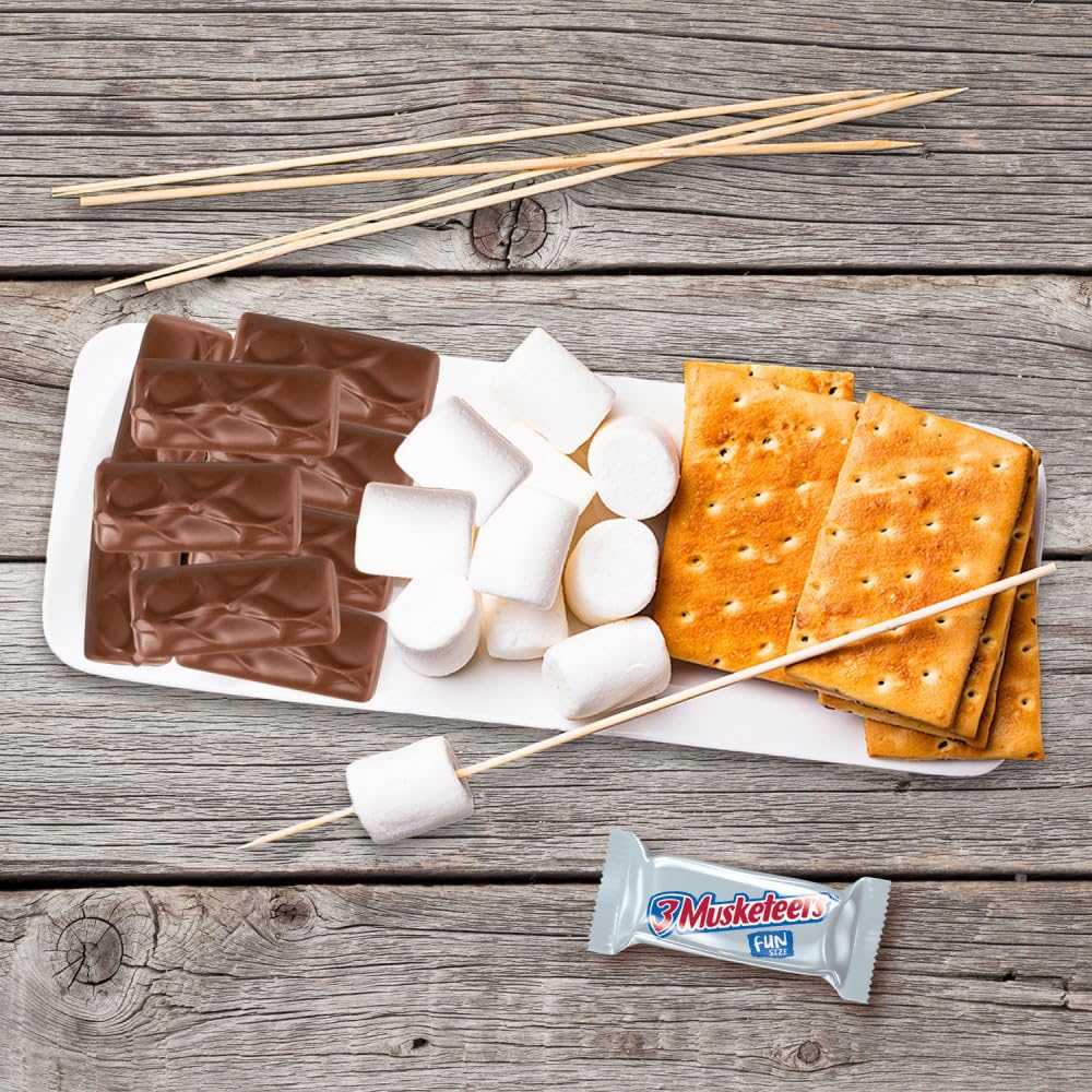 Office desk candy bowl featuring 3 Musketeers Fun Size bars for easy snacking