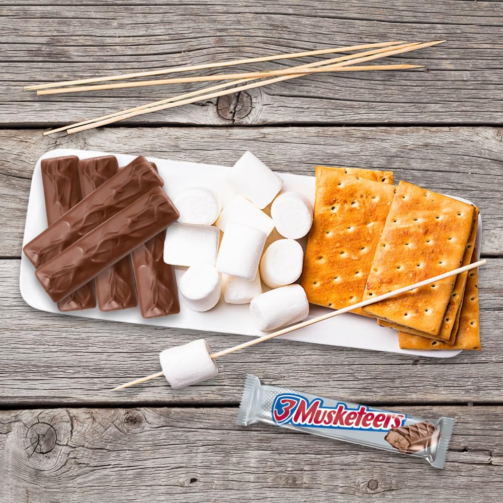 Bulk packaging of 3 Musketeers bars, easy sharing for events and offices.