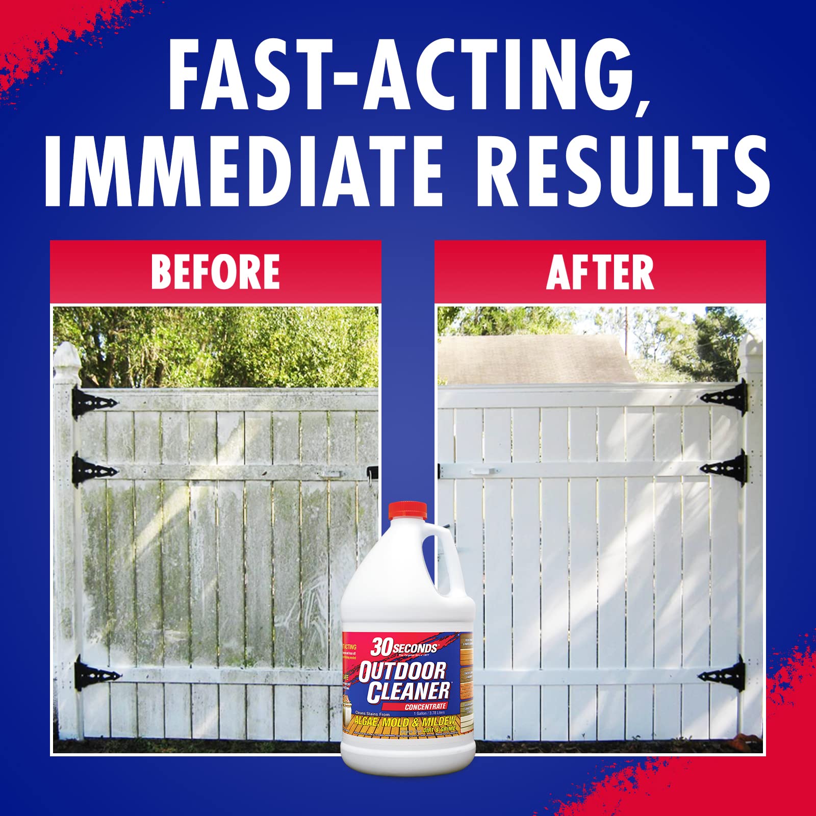 30 SECONDS Plant-safe exterior cleaner used near landscaping.