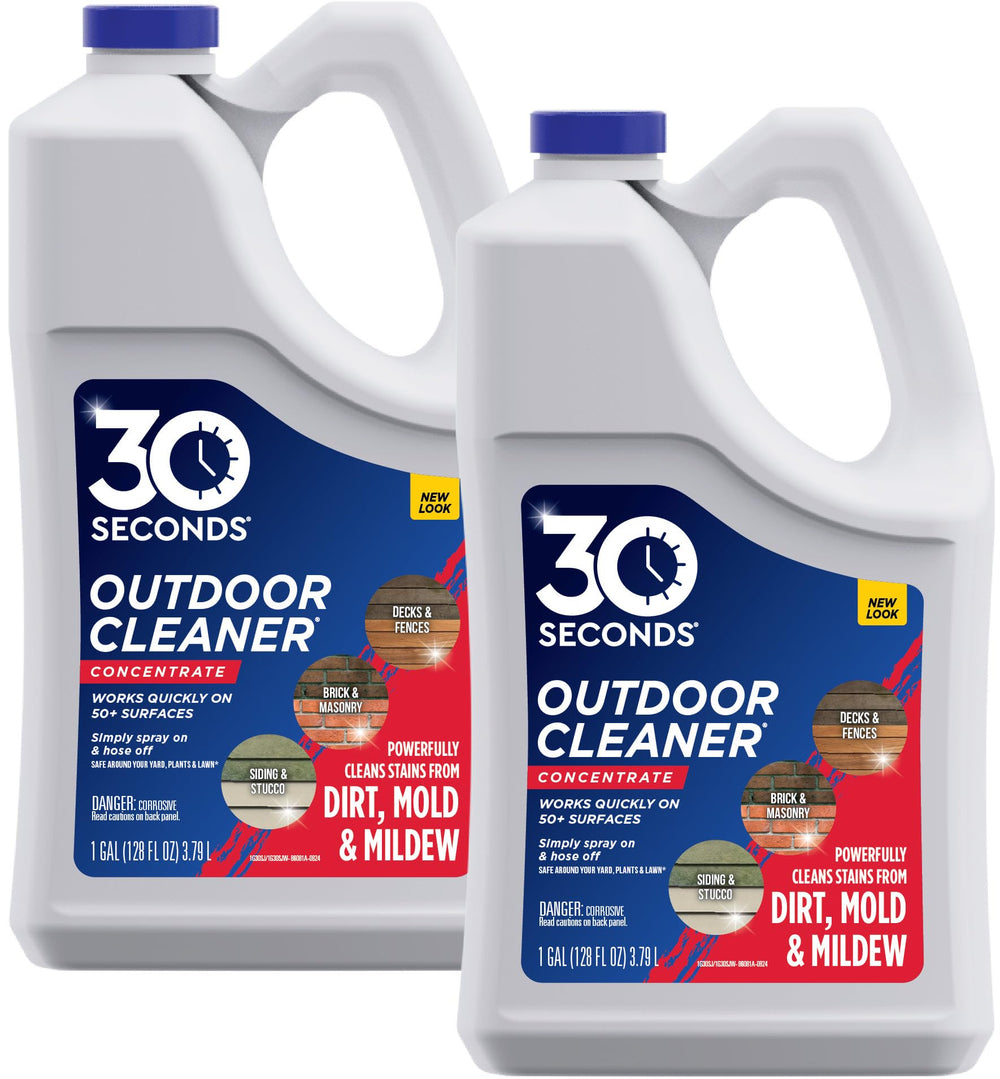 30 SECONDS Outdoor Mold & Mildew Cleaner on deck removing stains.