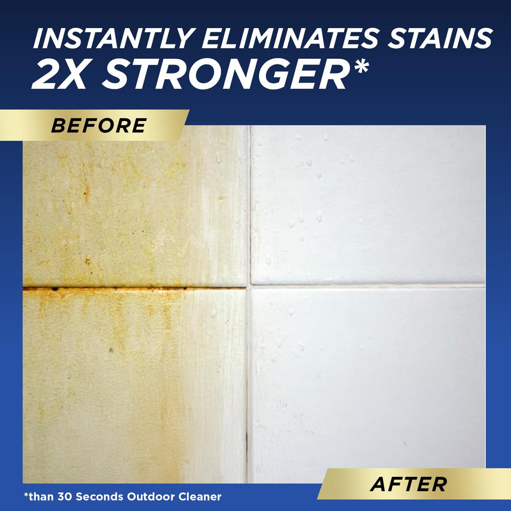 Back label shows usage directions for 30 SECONDS Pro Mold and Mildew Stain Remover.