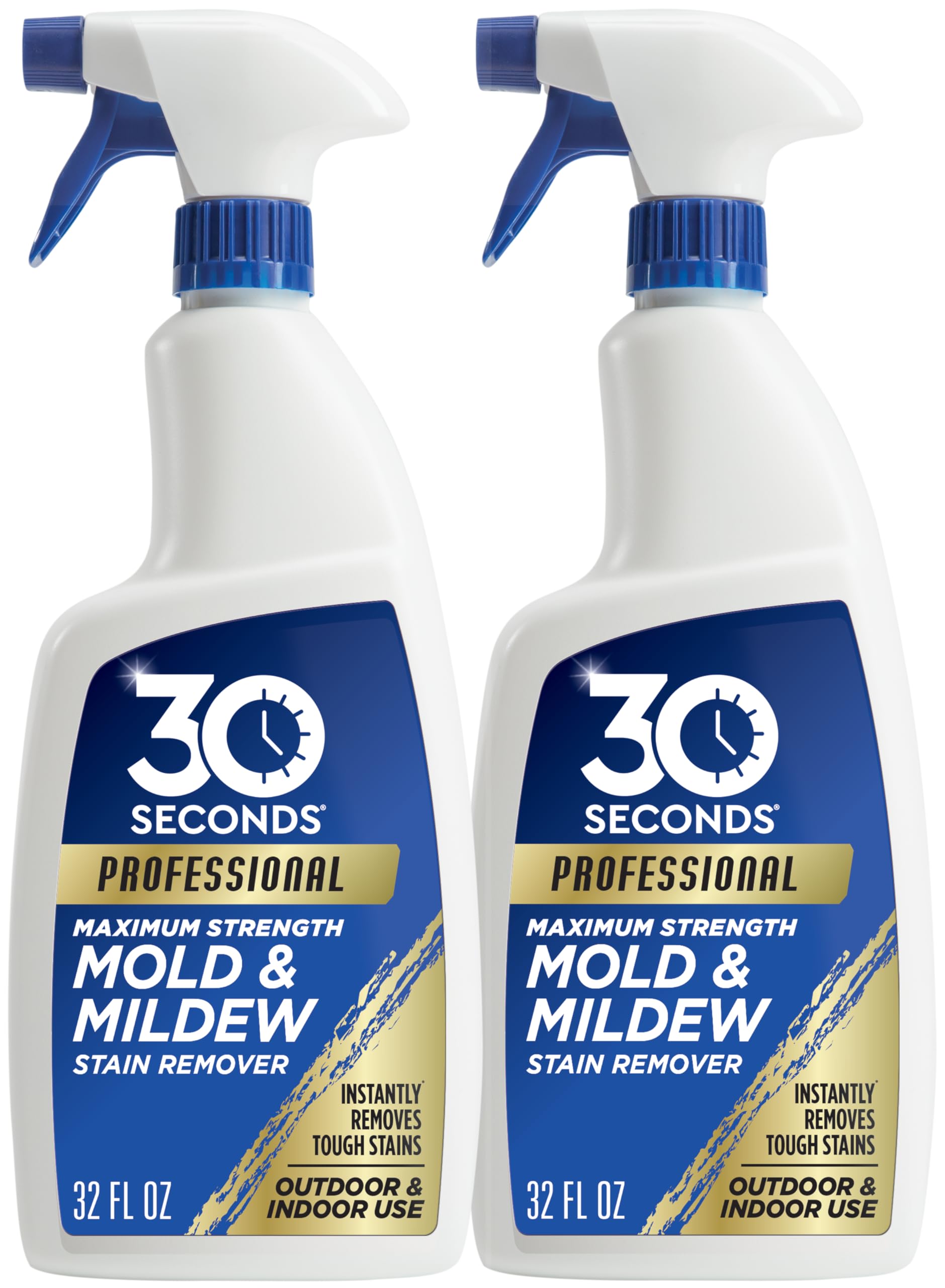 30 SECONDS Pro Mold and Mildew Stain Remover bottle front view for quick stain removal.