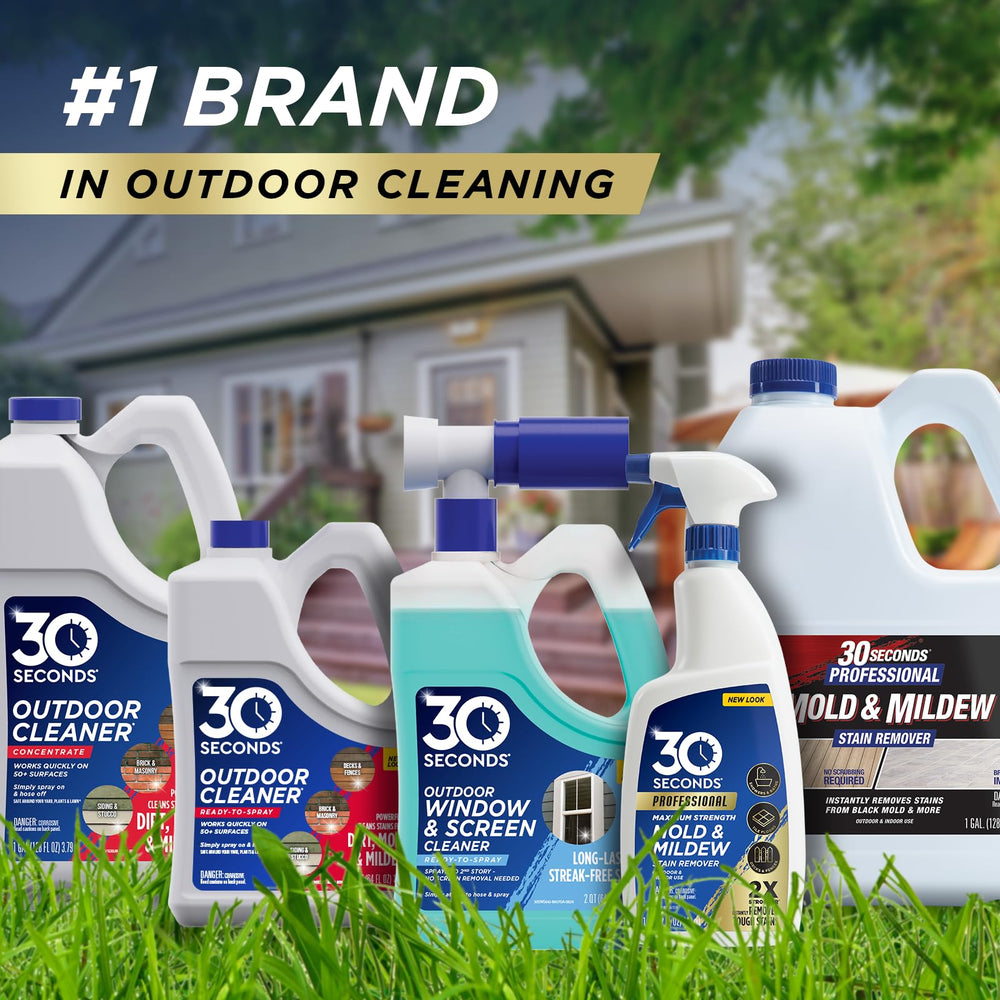 Clean concrete and brick surface treated with 30 SECONDS Pro Mold Remover.