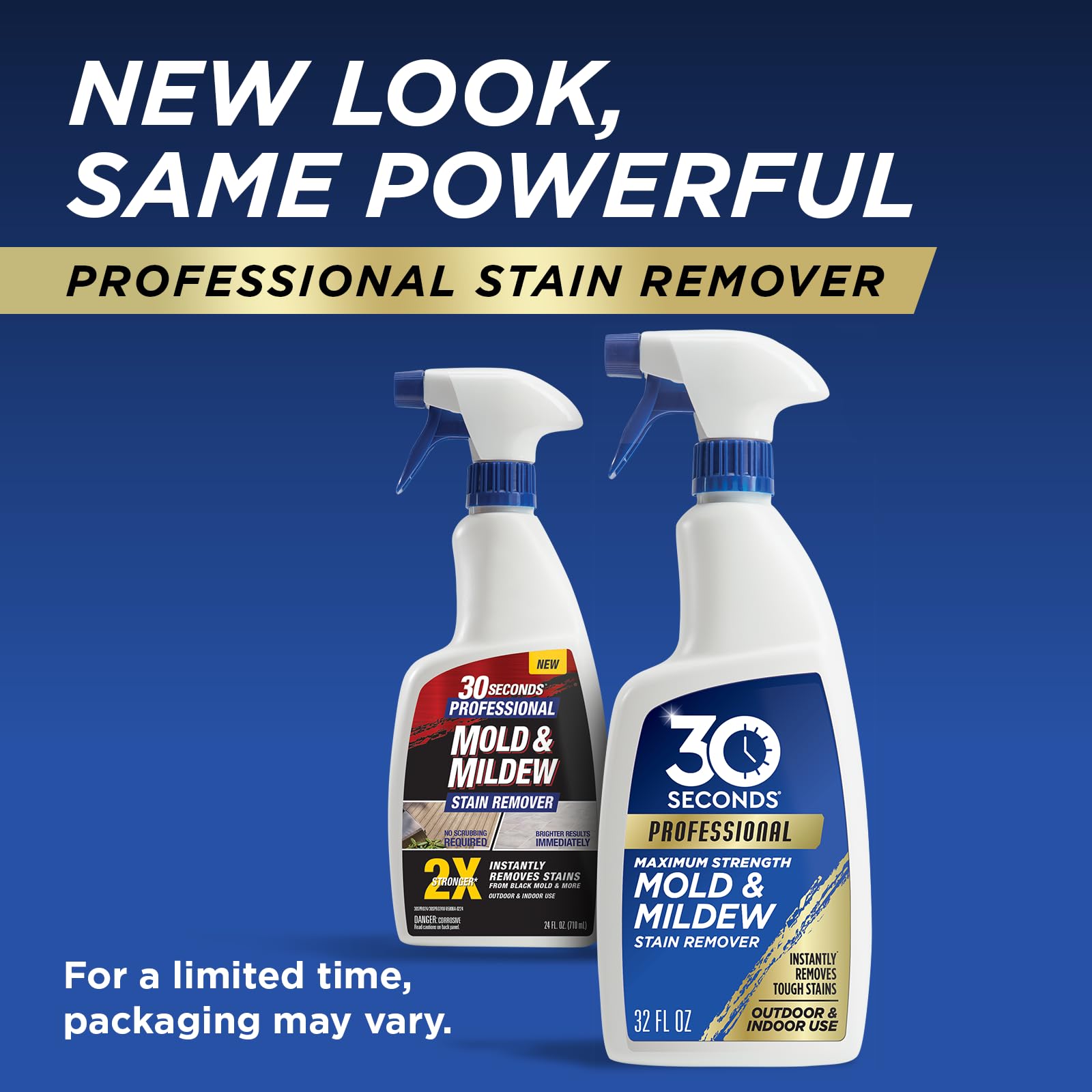 Two-pack set of 30 SECONDS Pro Mold and Mildew Stain Remover.