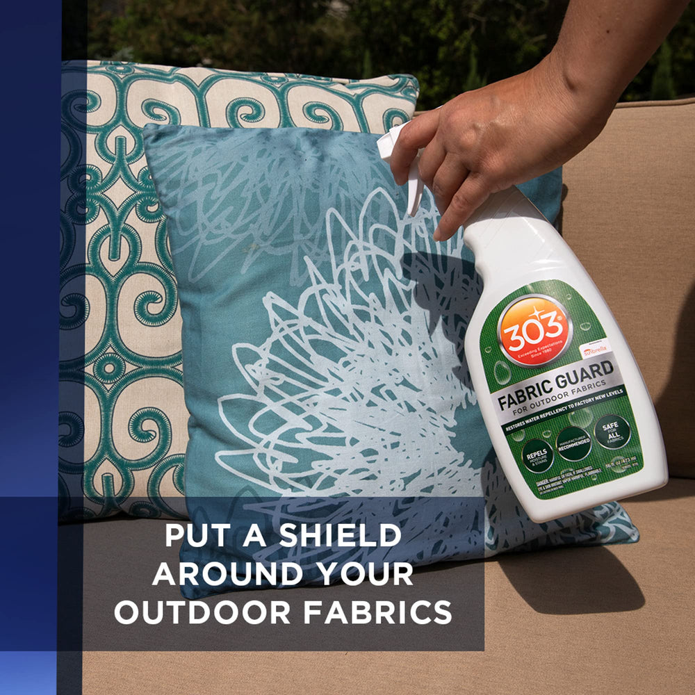 303 Products Fabric Guard spray action demonstrates easy application for water repellency
