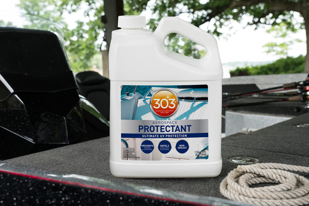 Shiny stainless steel gleam after treatment with 303 Marine Aerospace Protectant.