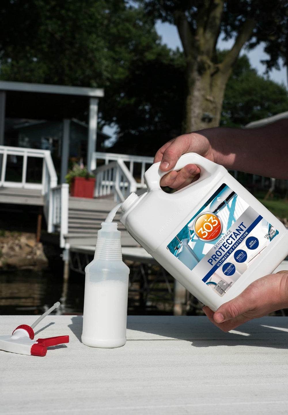 Vinyl protection from 303 Marine Aerospace Protectant on marine upholstery surfaces.