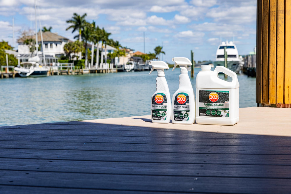 Outdoor upholstery protected by Marine Fabric Guard