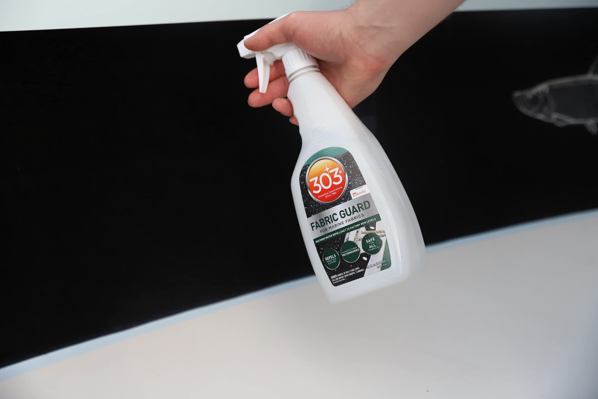 303 Marine Fabric Guard keeps fabric breathability intact after treatment