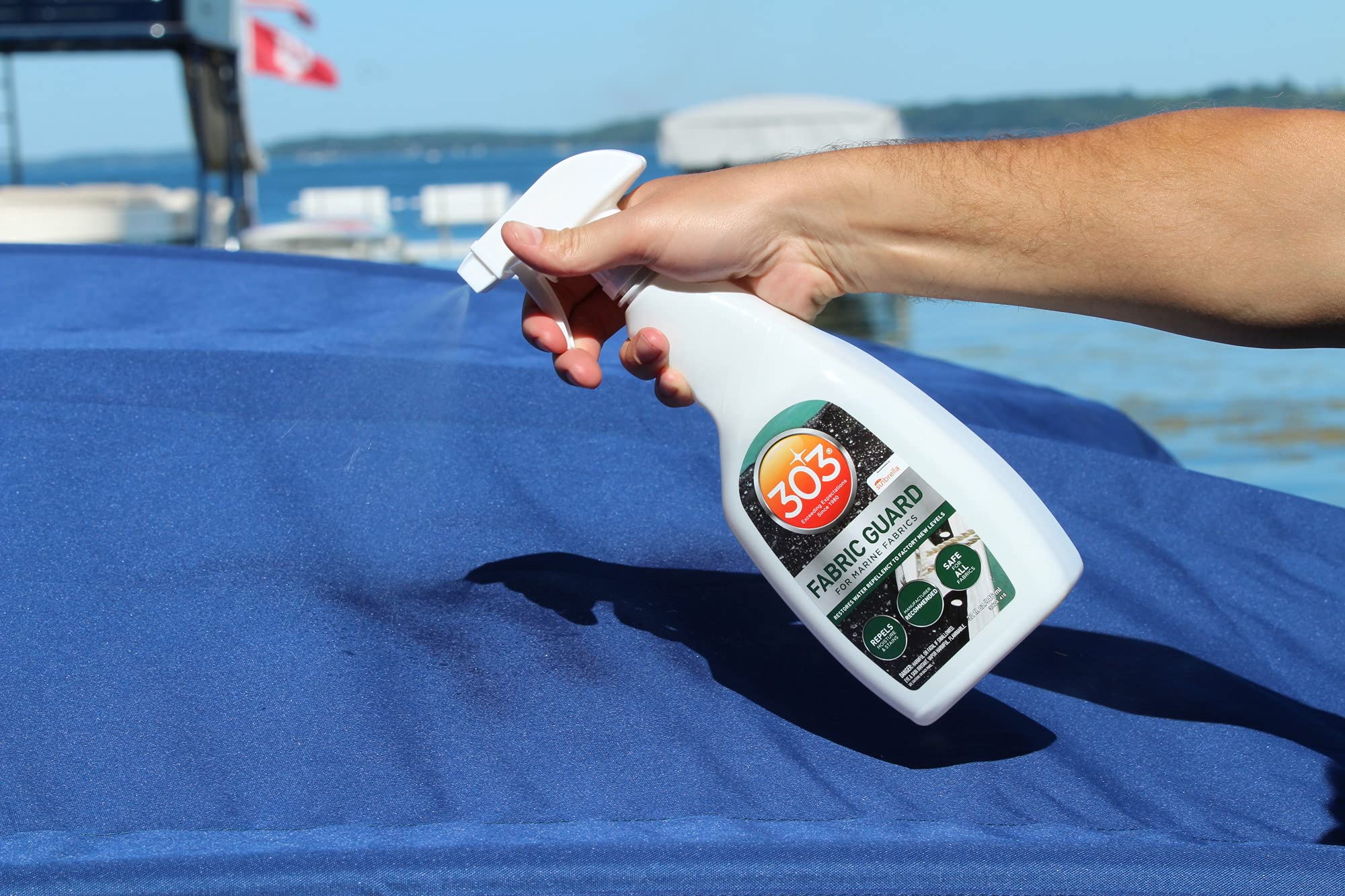 303 Marine Fabric Guard defends against oil-based stains on outdoor cushions