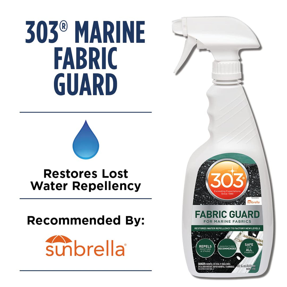 303 Marine Fabric Guard provides durable stain protection on upholstery