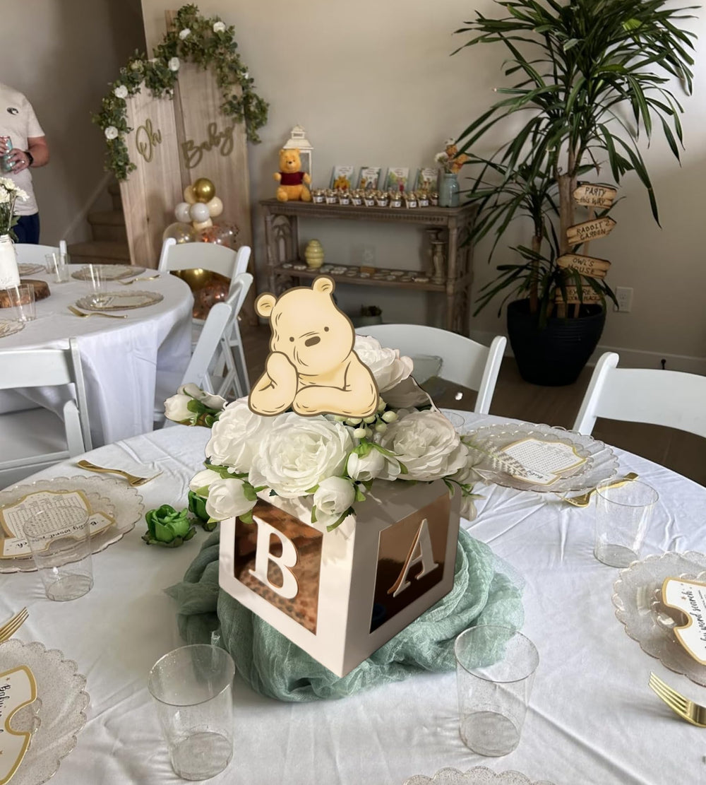 32 SPIRITS Winnie centerpieces include glue dots for quick attachment.