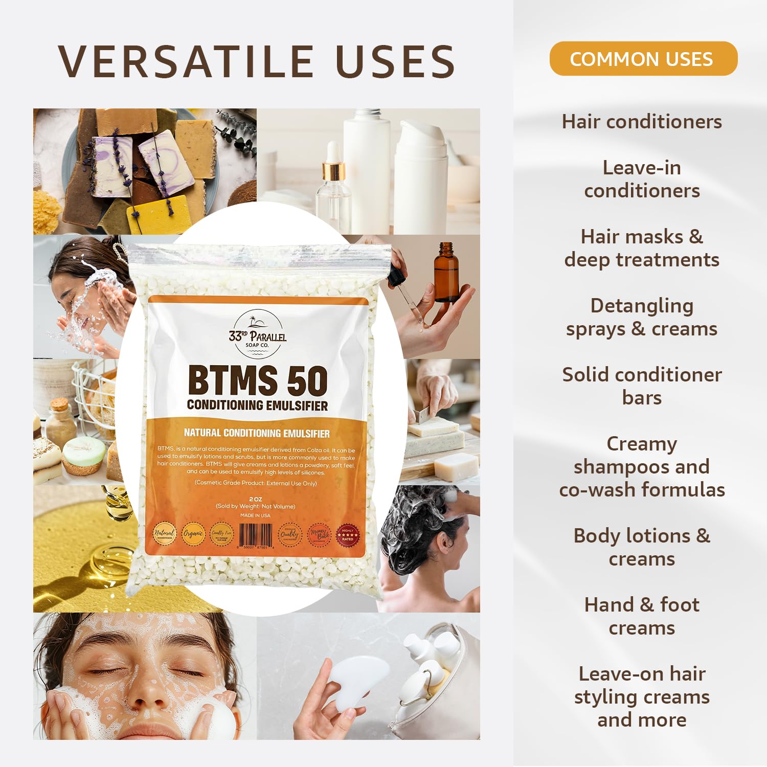 BTMS 50 powder texture in jar for premium cosmetic use