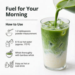 Preparing a latte with 35°N MATCHA and milk froth for rich color