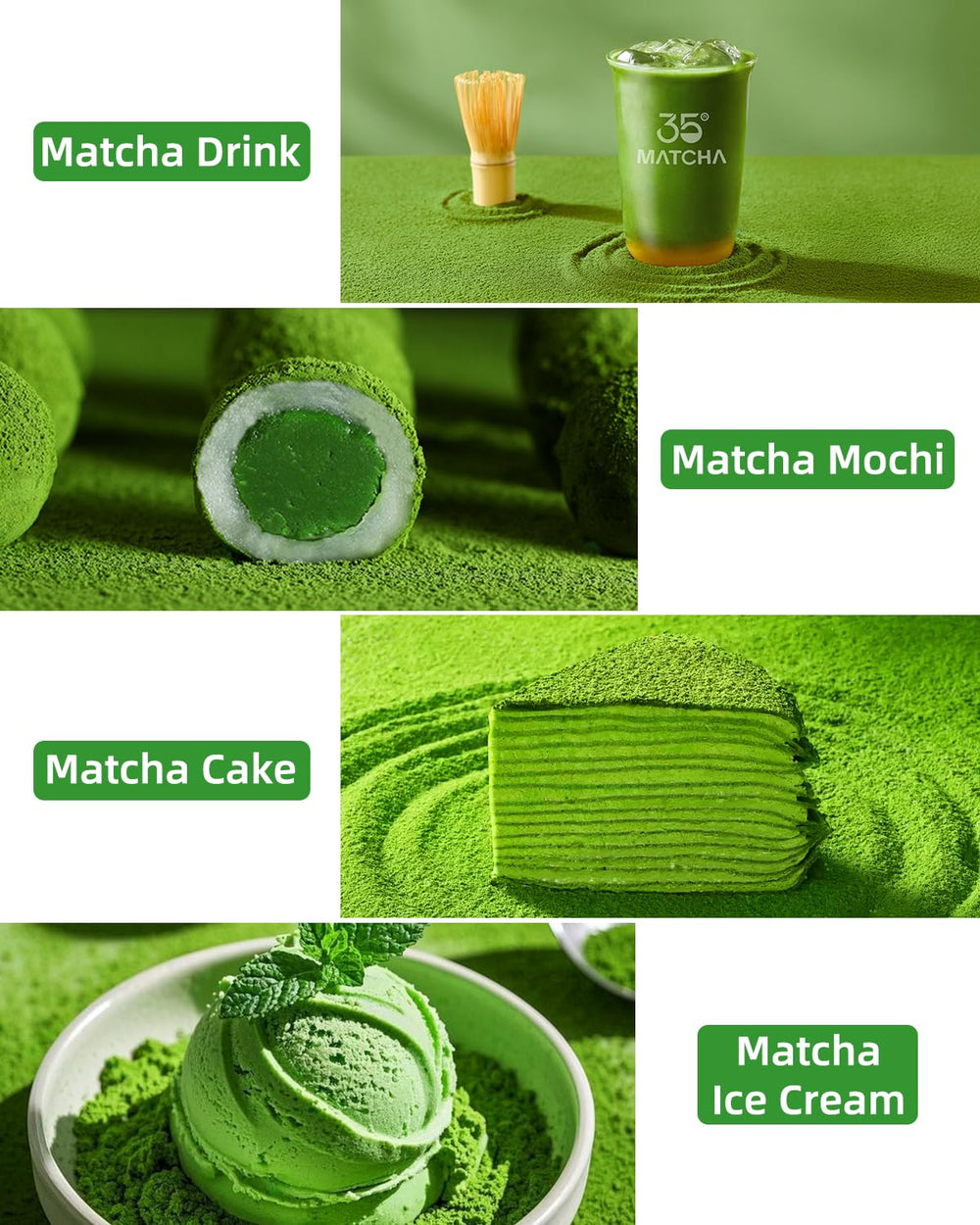 Additive-free label on 35°N MATCHA packaging