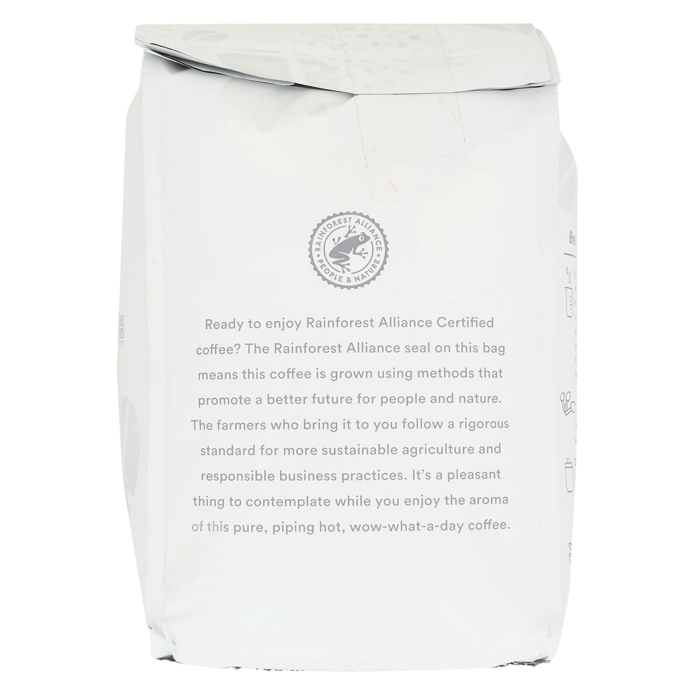 365 Bonne Nuit coffee bag side view emphasizes sustainable sourcing for daily choices.
