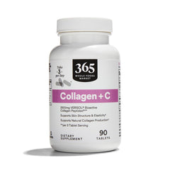 365 by Whole Foods Market Collagen Verisol bottle on countertop supports daily beauty routine