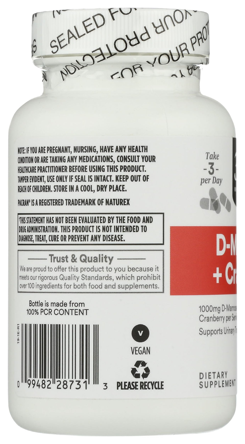 365 by Whole Foods Market D-Mannose with Cranberry capsules image, easy daily capsules for routine.