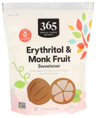 365 by Whole Foods Market erythritol and monk fruit bottle for zero-calorie sweetness.
