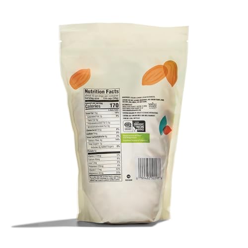 Close-up of 365 by Whole Foods Market almonds highlights natural texture ideal for baking.