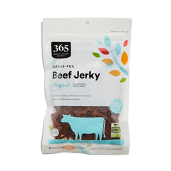 365 by Whole Foods Market beef jerky 8oz pack for convenient protein snacking.