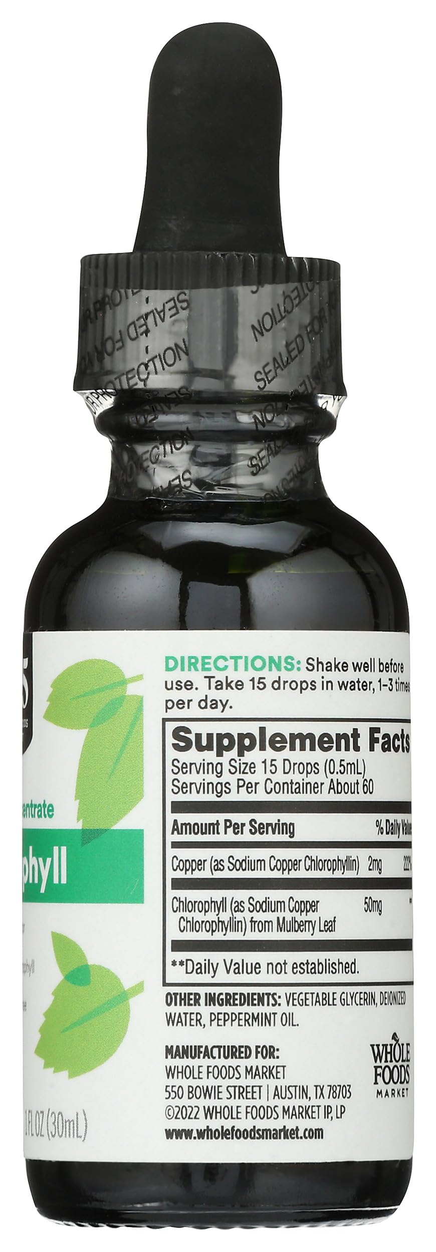 365 by Whole Foods Market bottle with mint leaves suggests aroma.