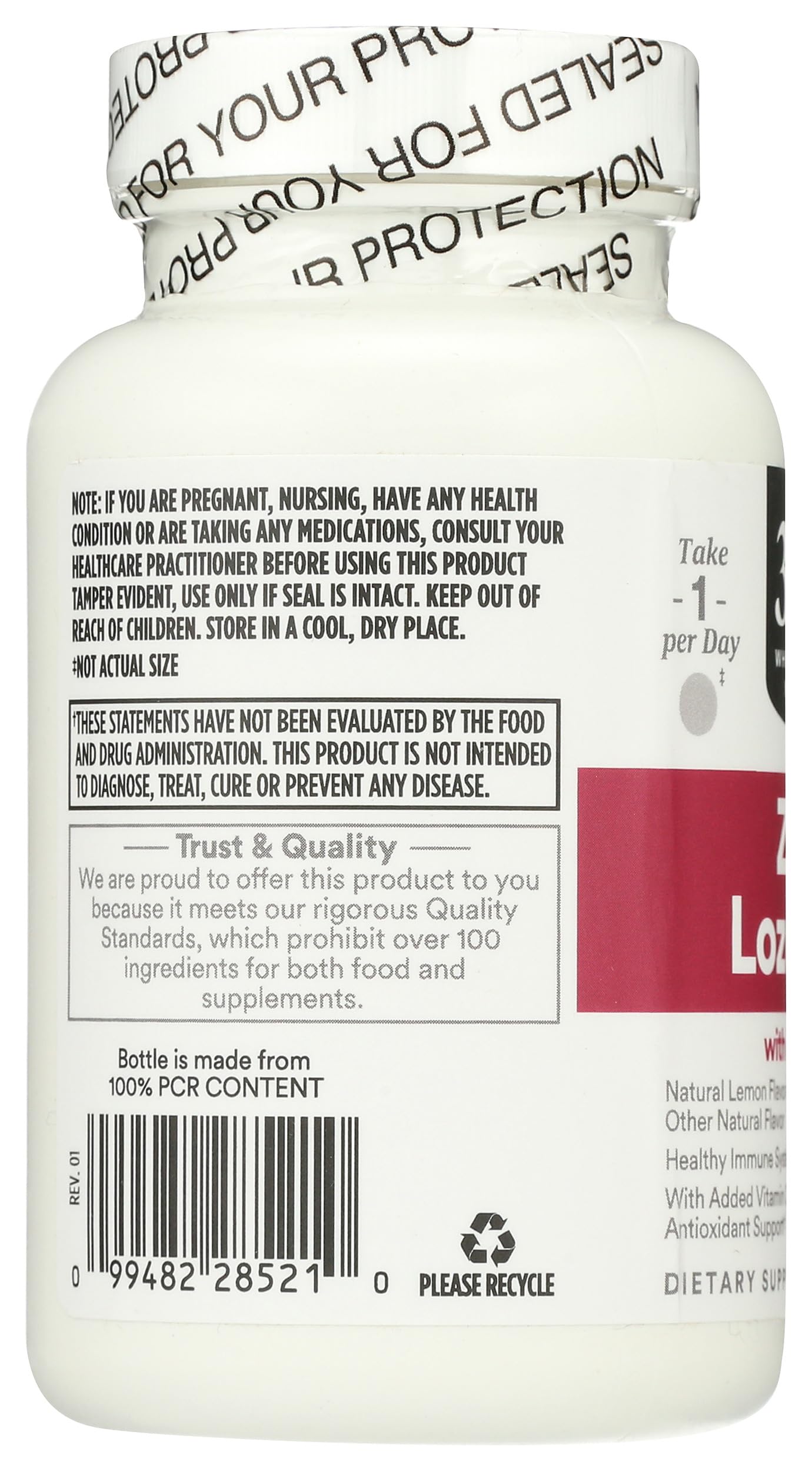 USA-made label on 365 lozenges packaging