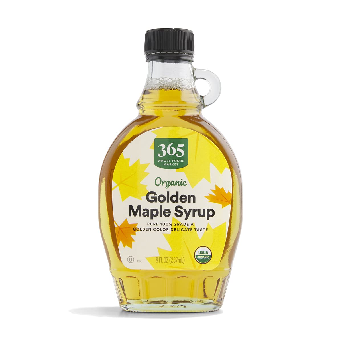 365 by Whole Foods Market maple syrup 8oz bottle pouring over pancakes
