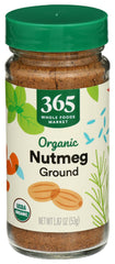 365 by Whole Foods Market organic ground nutmeg in a glass jar enhances pantry freshness.