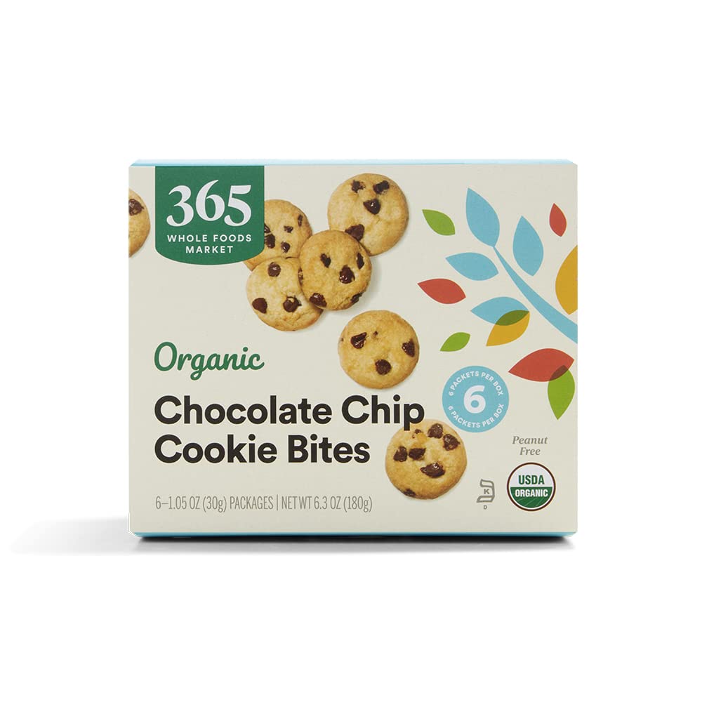 365 by Whole Foods Market organic cookie bites in package front for on-the-go snacking