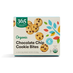 365 by Whole Foods Market organic cookie bites in package front for on-the-go snacking