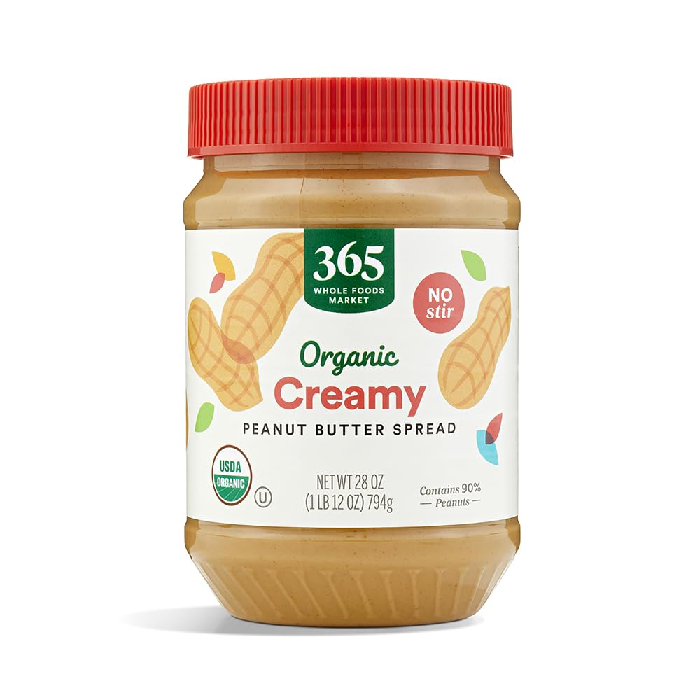 365 by Whole Foods Market organic creamy peanut butter jar with smooth spreading texture