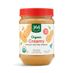 365 by Whole Foods Market organic creamy peanut butter jar with smooth spreading texture