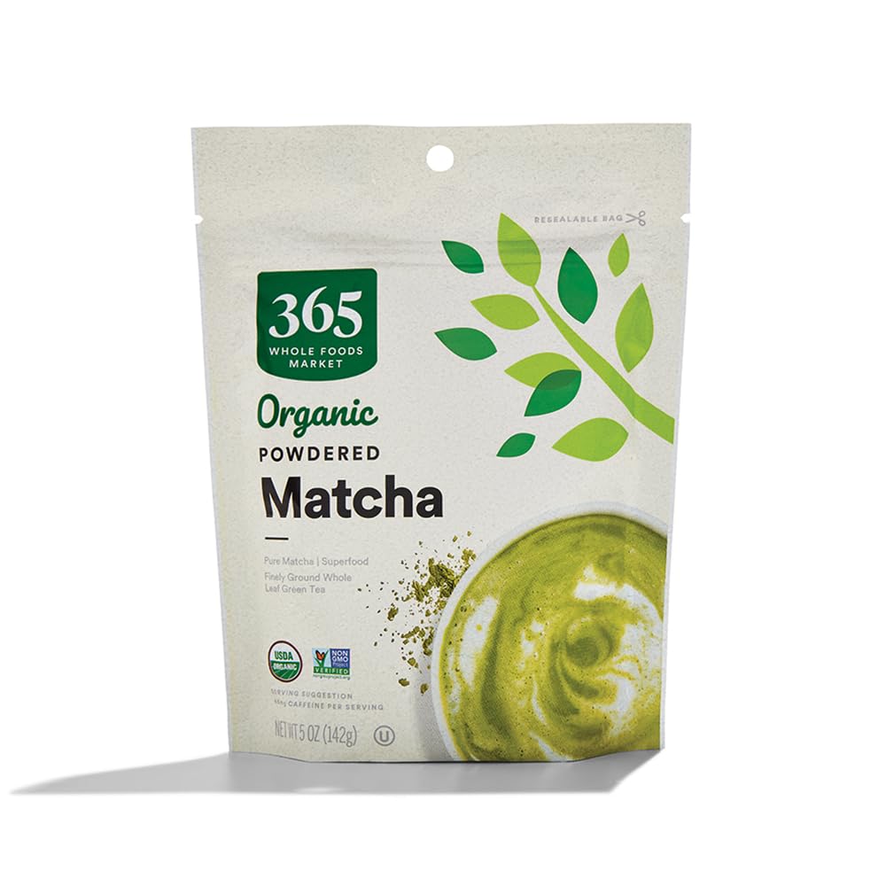 365 by Whole Foods Market organic matcha powder front view, vibrant green for lattes