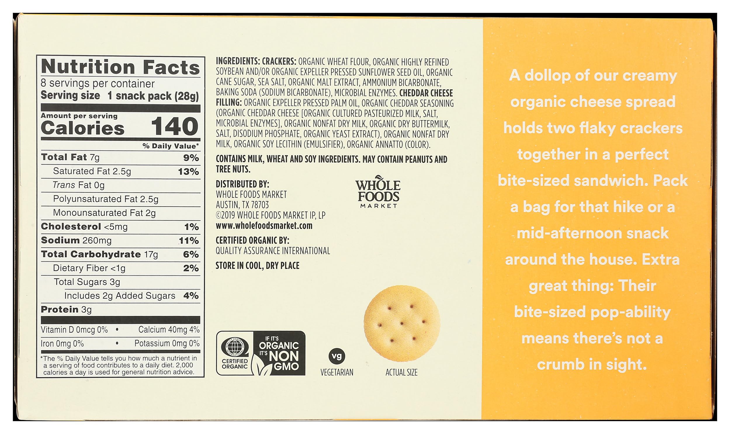 365 by Whole Foods Market bite-sized cheese crackers, perfect for lunchboxes.