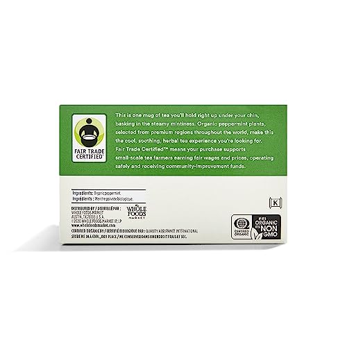 Row of 12 boxes of 365 Organic Peppermint Tea ready for daily use.
