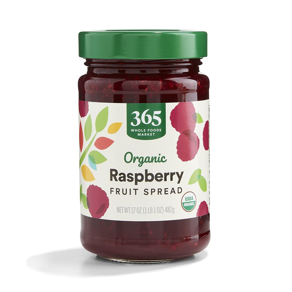 365 by Whole Foods Market Organic Raspberry Fruit Spread jar for easy breakfast.